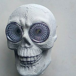Halloween Cement Skull Solar Decor 3.5”